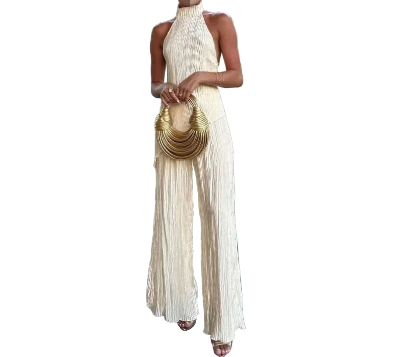 Set donna elegante con top irregolare + pantaloni a zampa bell bottom – completo fashion sexy per outfit da sera / casual chic