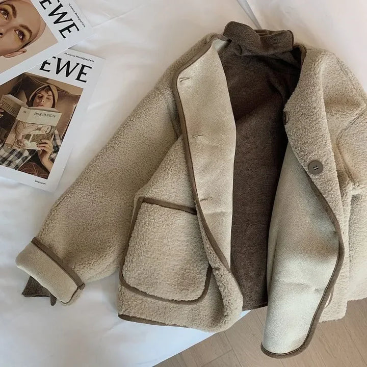 Giacca corta in pelliccia d'agnello donna – Cappotto oversize imbottito per l'inverno, taglie piccole disponibili