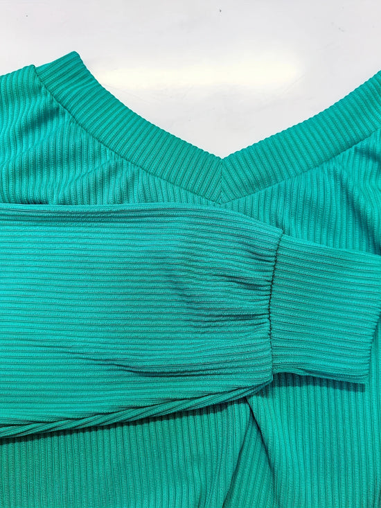 Mini abito bodycon donna con ruches e maniche lunghe – vestito aderente