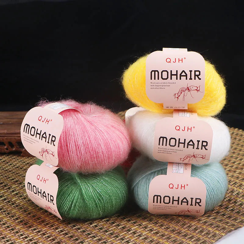 Set 6 gomitoli filato mohair morbido – lana angora effetto fluffy per maglioni, sciarpe, shawl fai-da-te