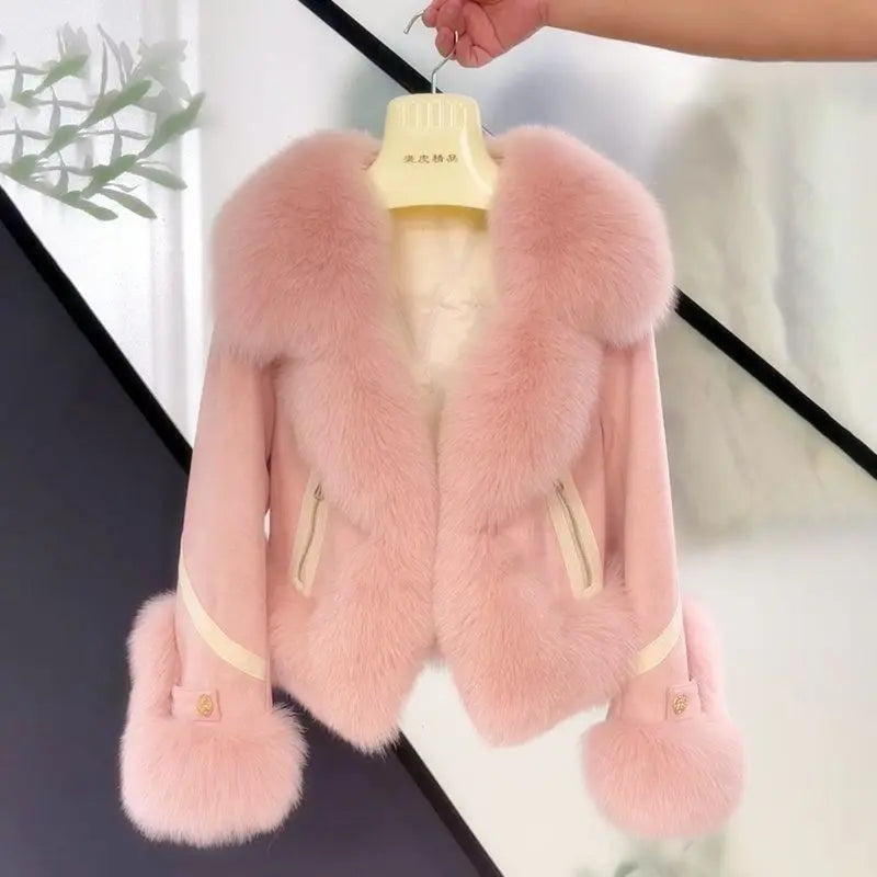 Cappotto corto in pelliccia sintetica volpe 2025 – giacca imbottita effetto fox fur, caldo e alla moda