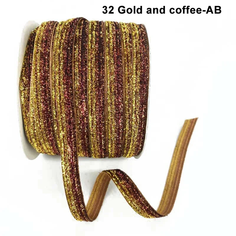 Nastro velluto glitter 10 mm – 50 metri multicolore per decorazioni, fai-da-te, confezioni regalo e artigianato