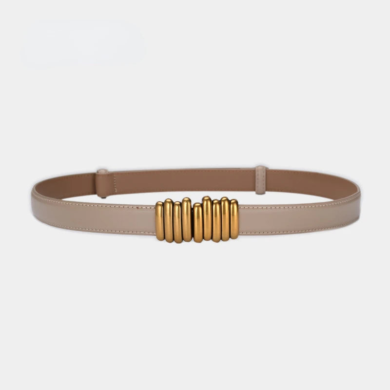Cintura donna ecopelle vera 2025 – skinny knot belt in cowhide con fibbia gold, cintura regalo moda