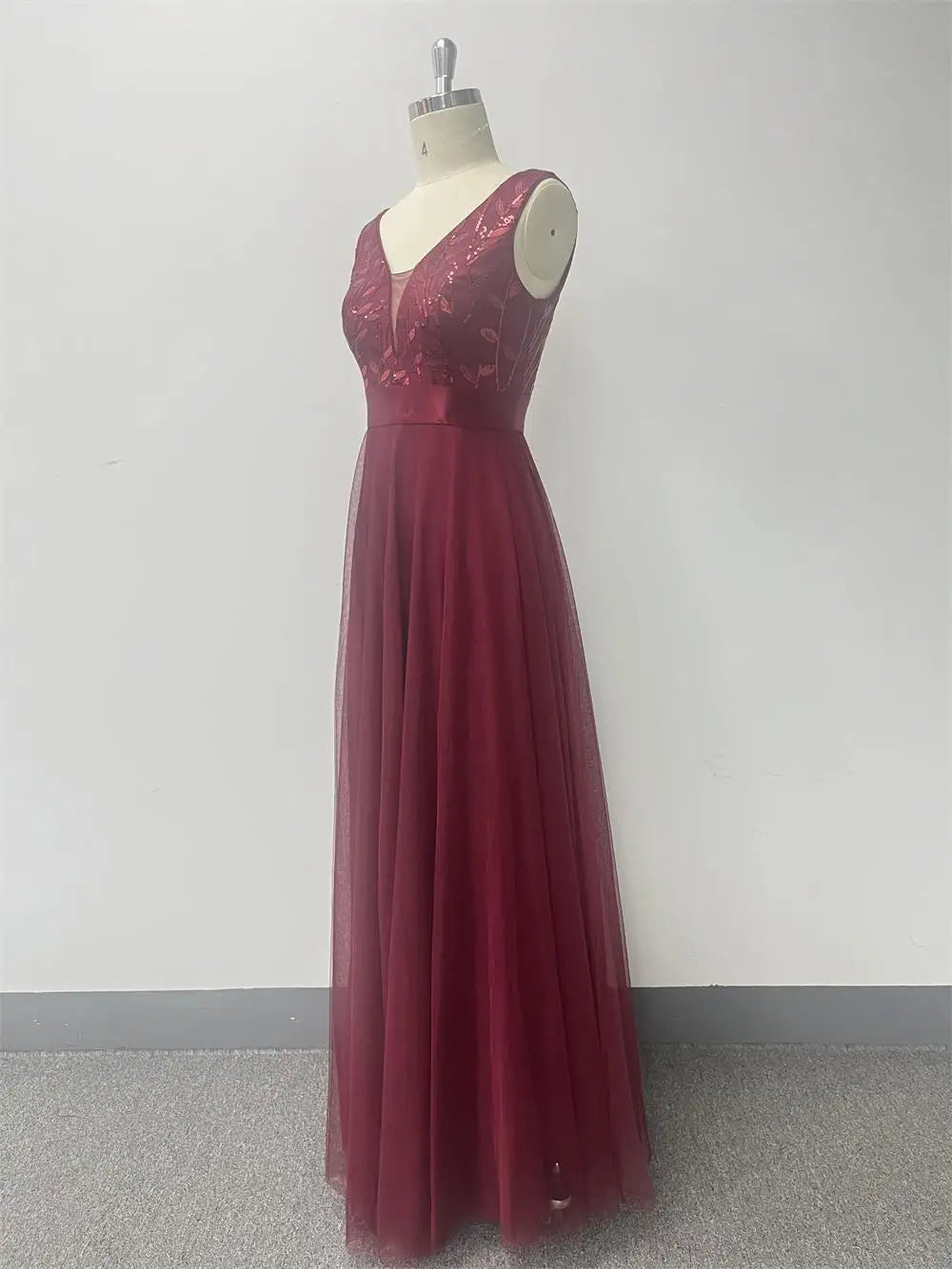 Abito Lungo Elegante Donna con Paillettes – Vestito Cerimonia Matrimonio e Damigella