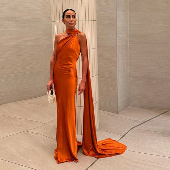 Abito da sera in raso con fiocco per donna – abito elegante schiena scoperta