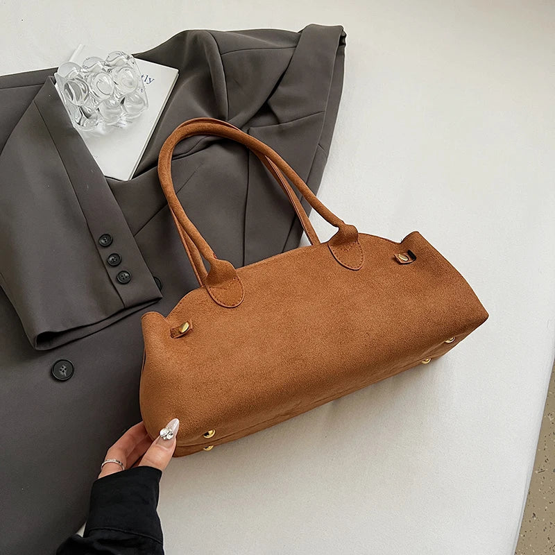 Borsa baguette tote in suede 2025 – stile underarm sofisticato, capiente e raffinato per donne commuter