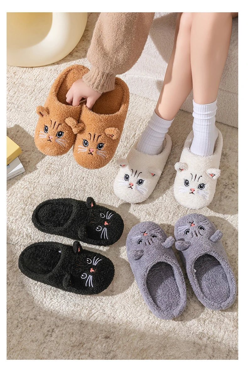 Pantofole Peluche Gatto Unisex per Casa, Invernali, Antiscivolo, Morbide e Calde