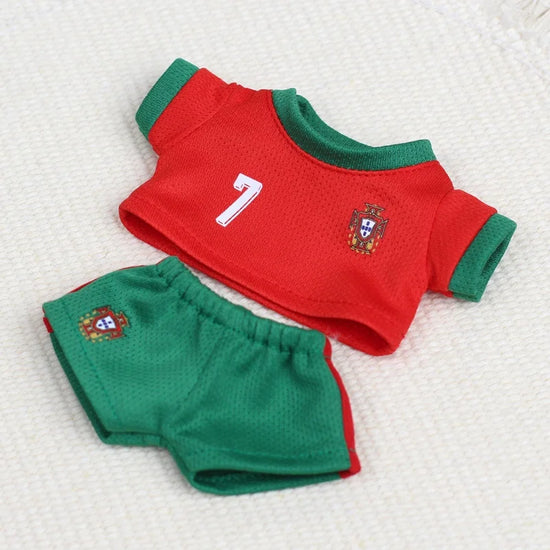 Set di abbigliamento sportivo per bambola Labubu da 17 cm – Divisa da calcio e da basket