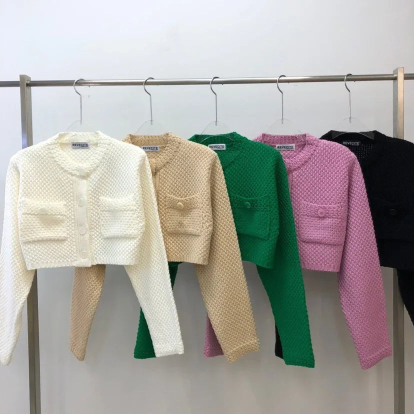 Cardigan donna coreano maniche corte collo polo – versatile knit senza maniche, girocollo, perfetto per tutte le stagioni