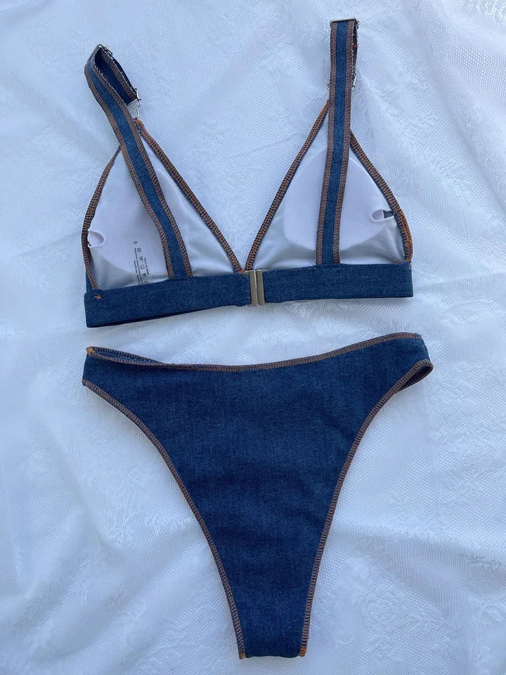 Bikini brasiliano effetto denim sgambato donna – Estate 2025