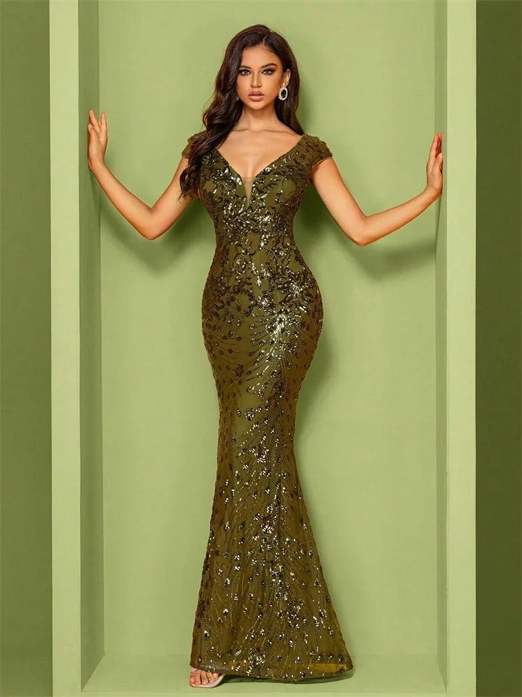 Abito Mylly Lungo Elegante – Dress Cerimonia con Paillettes per Damigelle e 18°