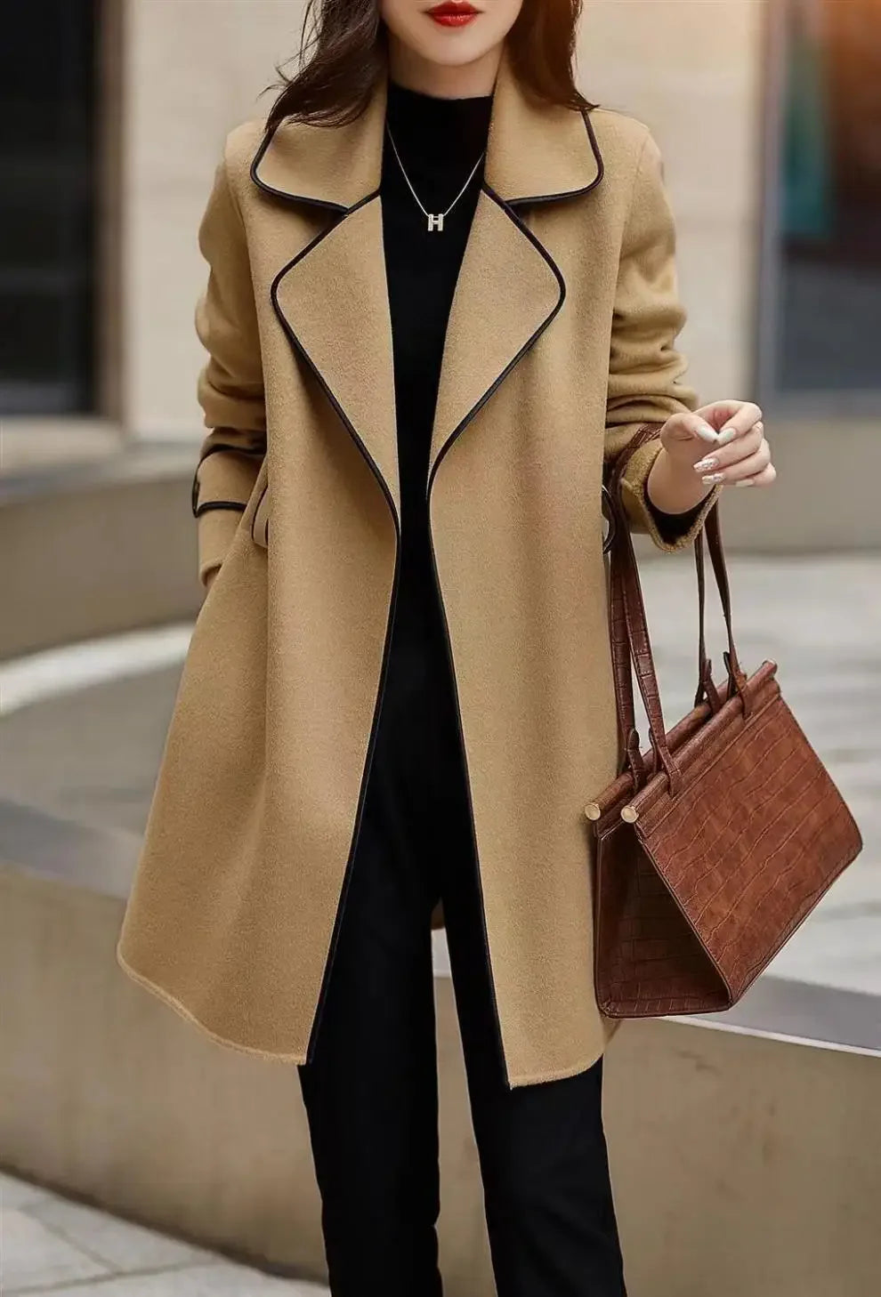Cappotto donna doppio lato in lana – Korean style mid-length double-sided wool coat inverno 2025