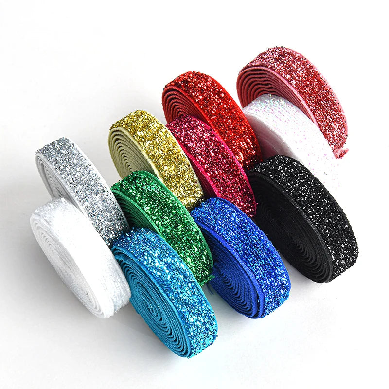 Nastro velluto glitter 10 mm – 50 metri multicolore per decorazioni, fai-da-te, confezioni regalo e artigianato