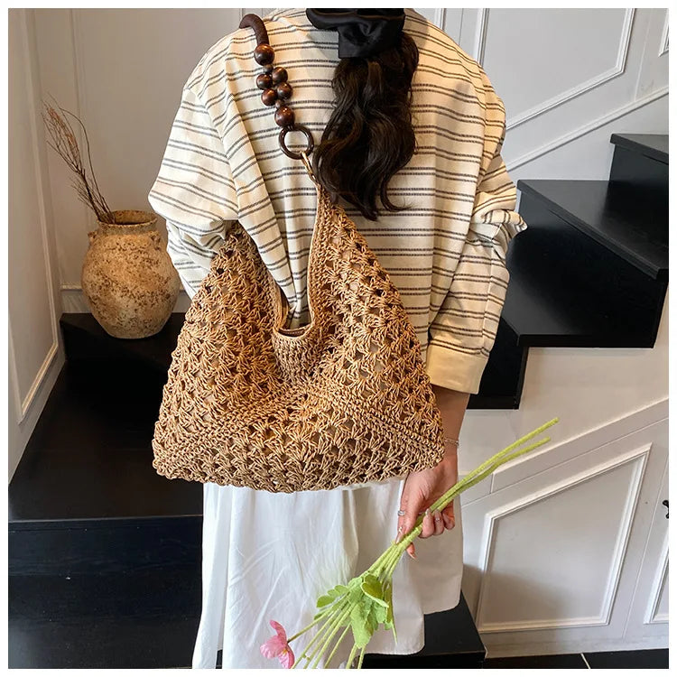 Borsa Tote Donna in Paglia Intrecciata – Shopper Estiva Capiente