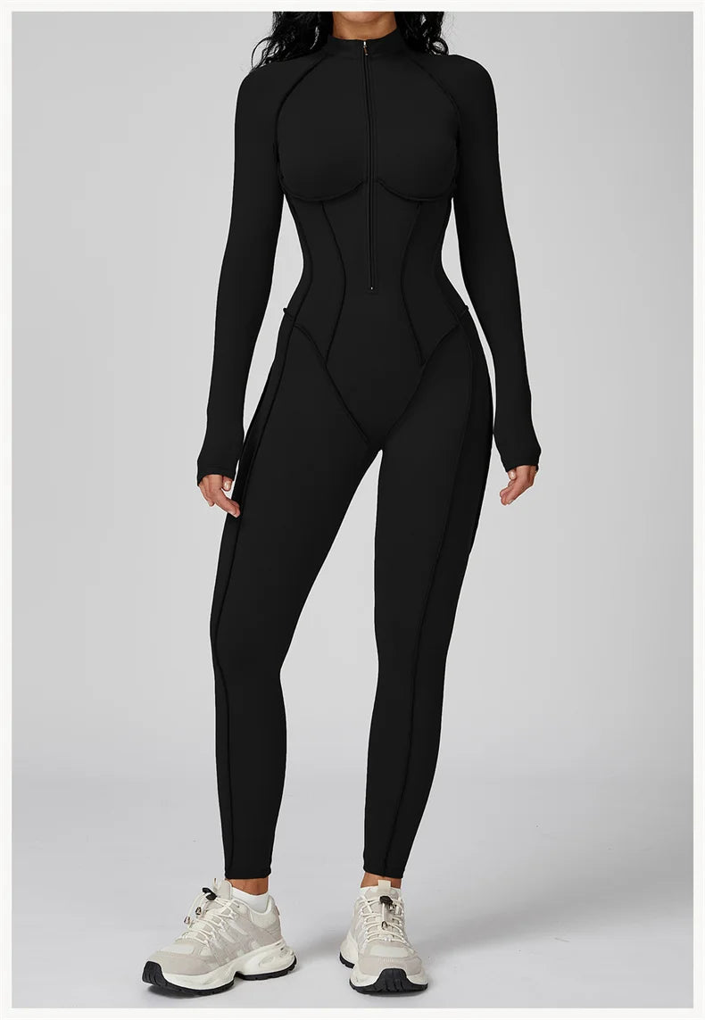 Tuta Sportiva Donna Intera con Zip – Body Fitness per Palestra e Yoga