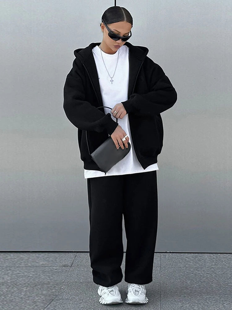 Set donna 2025 – tuta sportiva casual con felpa con cappuccio + pantaloni elasticizzati, outfit fitness & athleisure