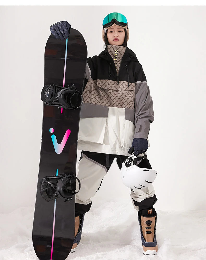 Tuta da sci unisex con cappuccio e dettagli riflettenti – giacca imbottita, impermeabile e termica per sport invernali