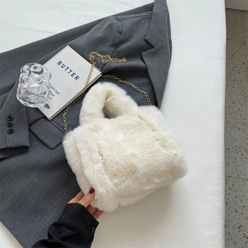 Shopper Tote Donna in Ecopelliccia Invernale – Borsa Furry Fluffy a Tracolla o Spalla