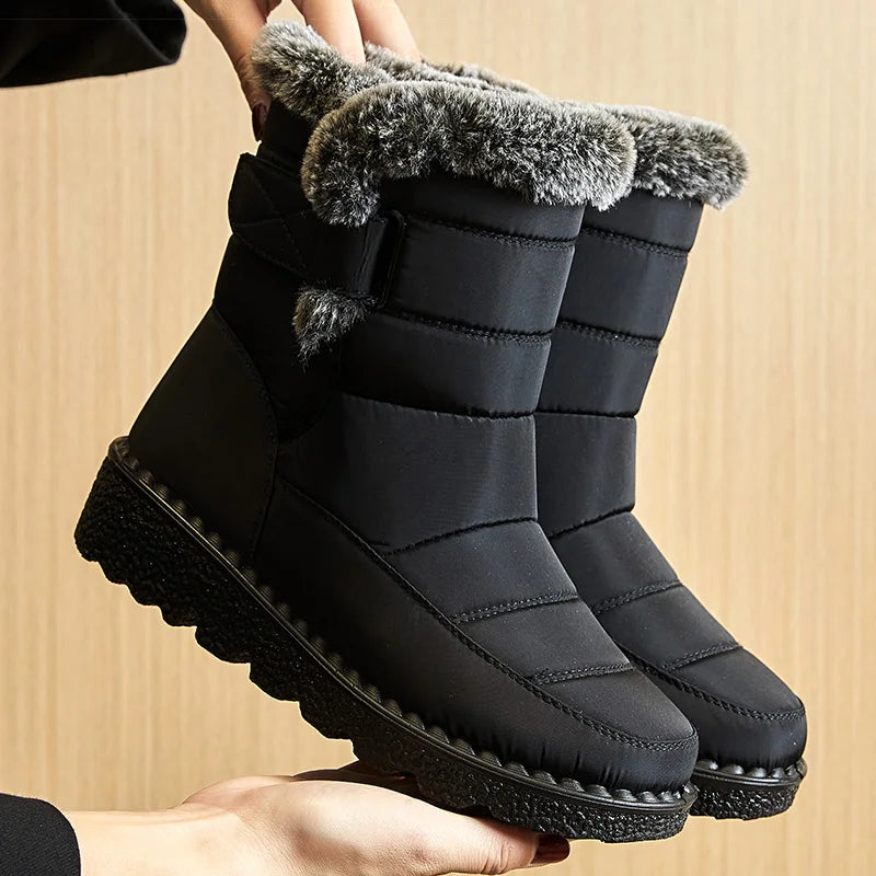 Stivali Invernali Donna – Ankle Boots Impermeabili con Pelliccia, Antiscivolo e Tacco Basso
