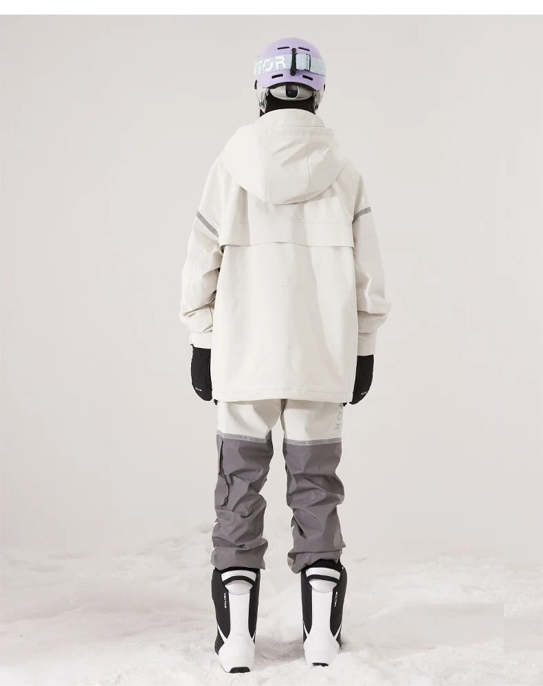 Tuta da sci unisex con cappuccio e dettagli riflettenti – giacca imbottita, impermeabile e termica per sport invernali