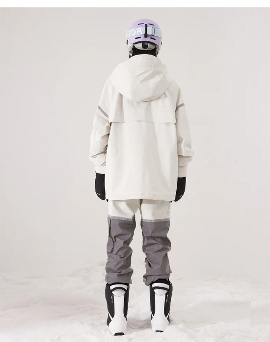 Tuta da sci unisex con cappuccio e dettagli riflettenti – giacca imbottita, impermeabile e termica per sport invernali