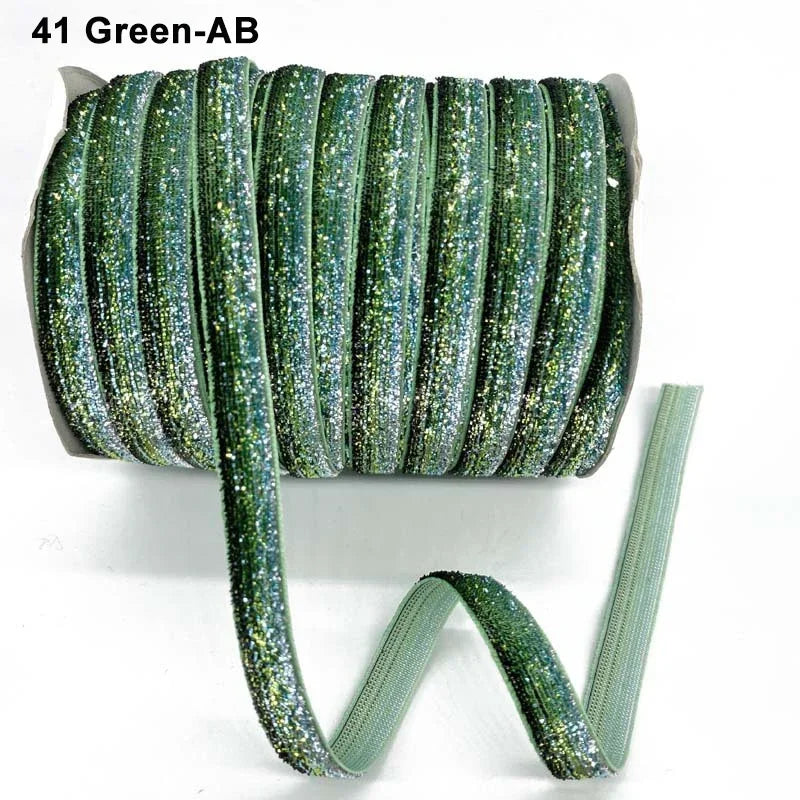 Nastro velluto glitter 10 mm – 50 metri multicolore per decorazioni, fai-da-te, confezioni regalo e artigianato