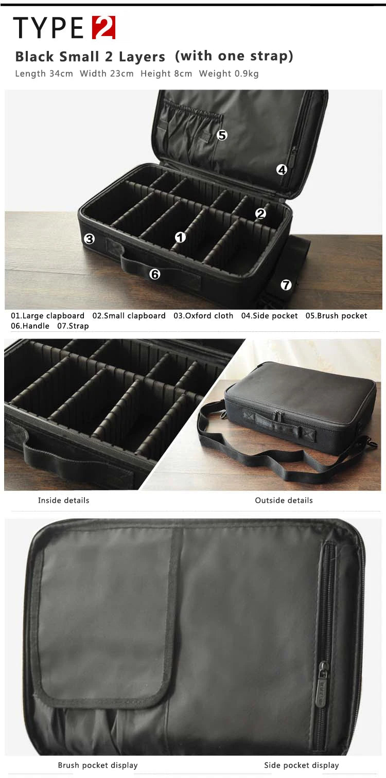 Borsa cosmetici grande in tessuto Oxford – beauty case da viaggio donna grande capacità, organizer make-up waterproof