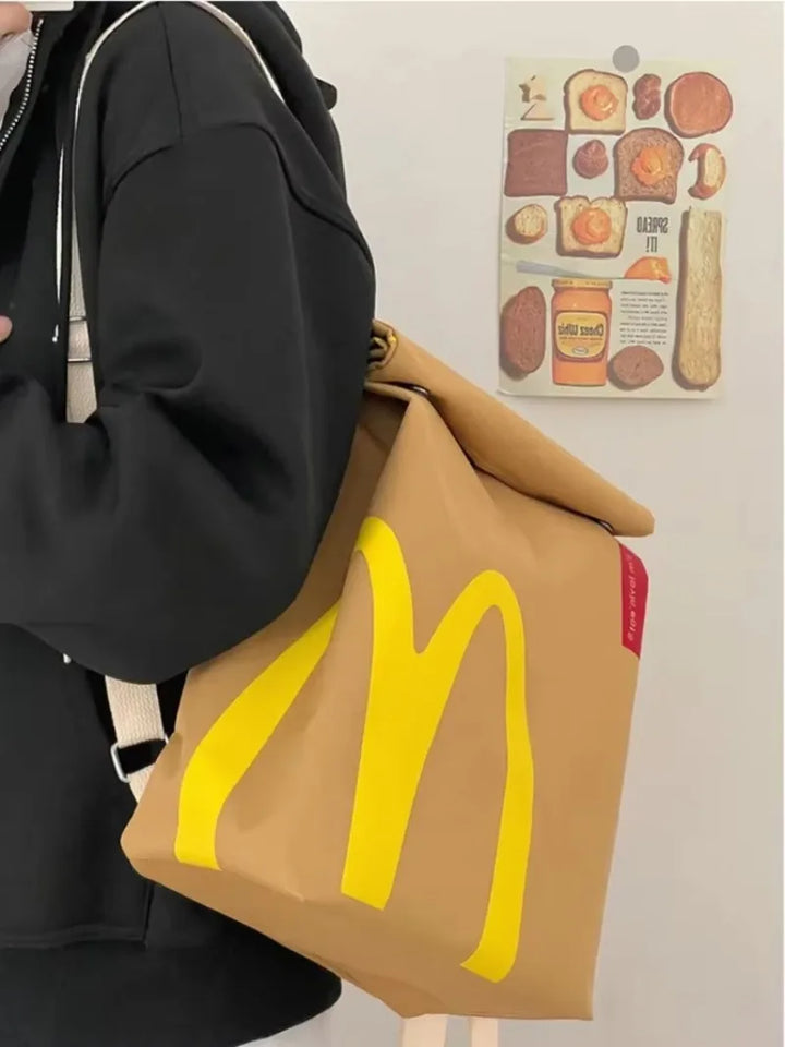 Zaino roll-top stile McDonald’s unisex – backpack casual per scuola e tempo libero, capiente e leggero