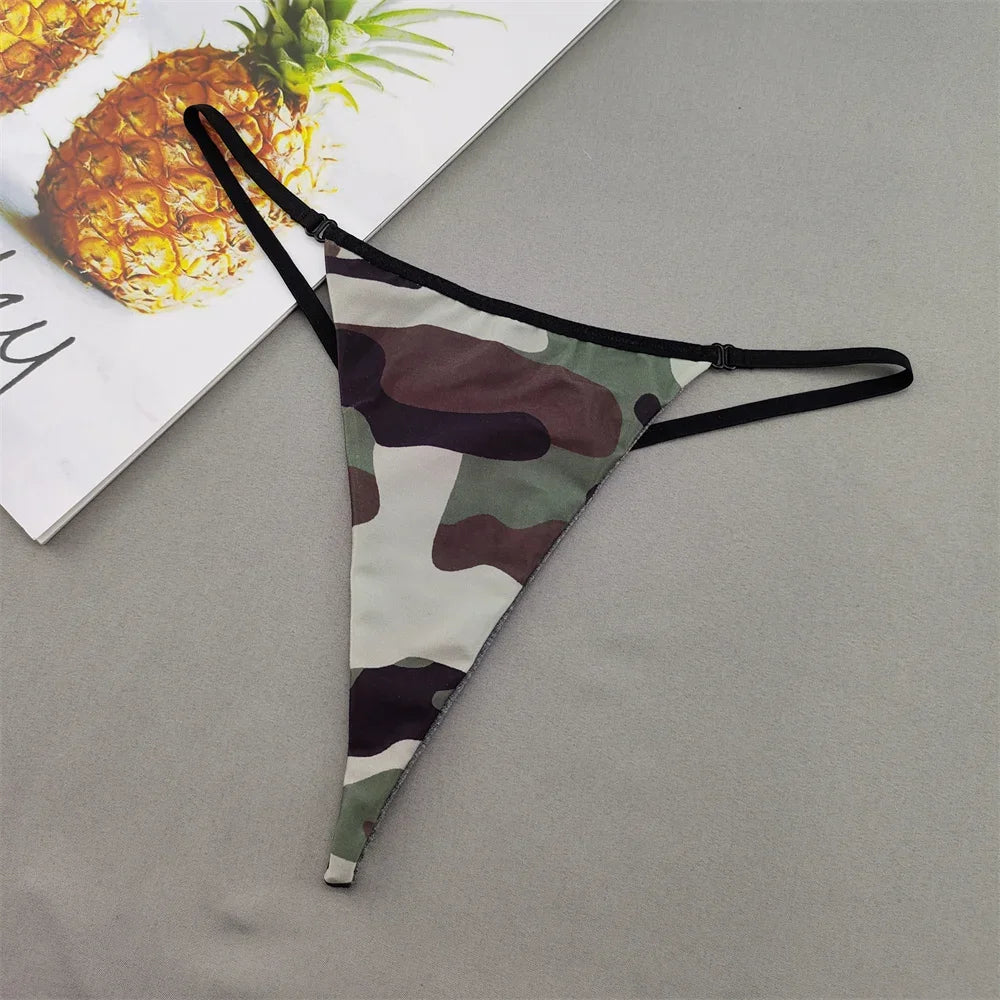 Perizoma sexy a due strati in cotone con schiena a T, da donna, a vita bassa, con stampa zebra/serpente/leopardo, senza cuciture