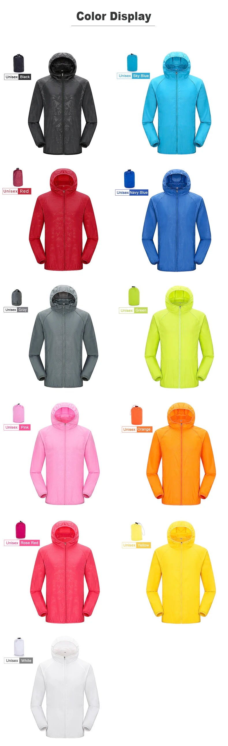 Giacca trekking unisex impermeabile e quick-dry – antivento, anti-UV e pieghevole per escursioni