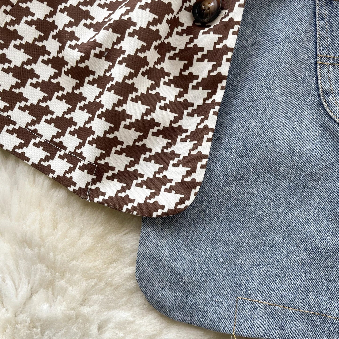 Giacca patchwork in denim con rever 2025 – blazer overshirt donna doppio bottone, vita slim, stile commuter