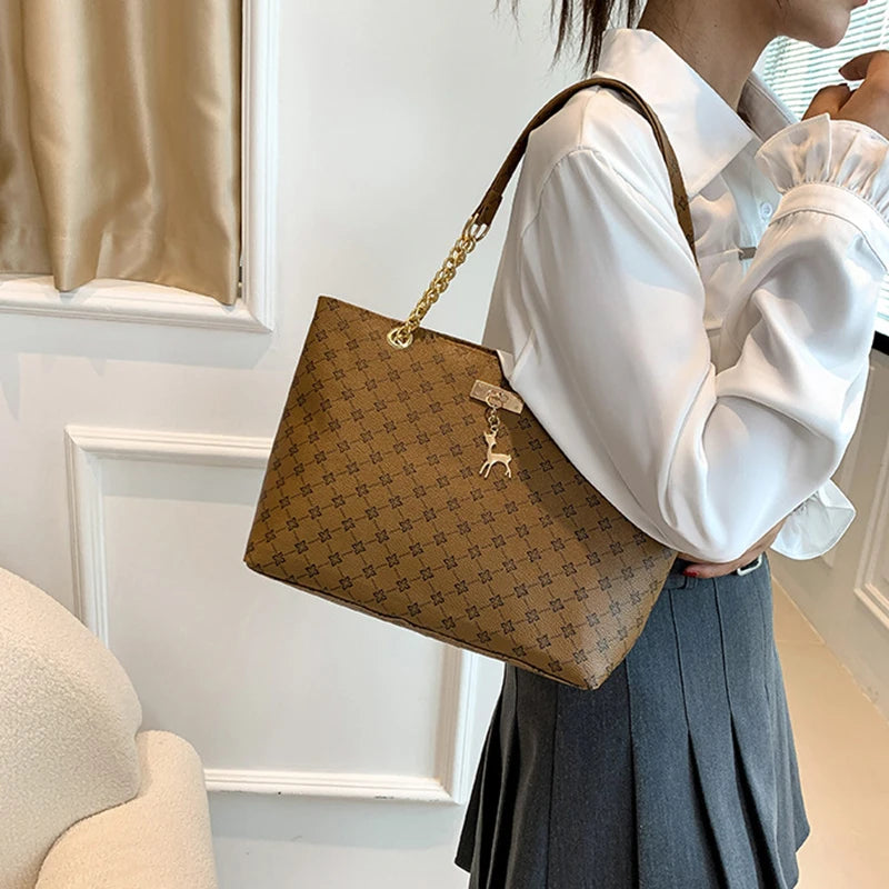 Borsa a mano in pelle morbida per presbiopia – Tote spaziosa con accessori pendenti, borsa a tracolla per donna