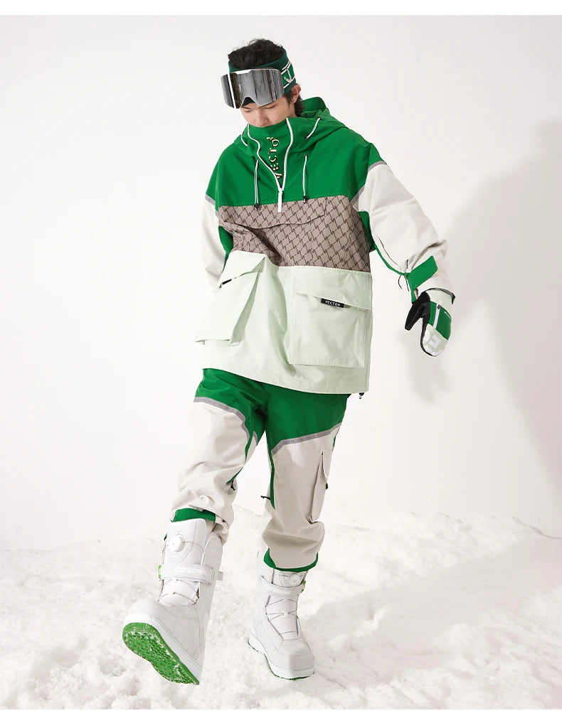 Tuta da sci unisex con cappuccio e dettagli riflettenti – giacca imbottita, impermeabile e termica per sport invernali