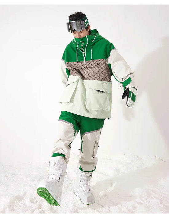 Tuta da sci unisex con cappuccio e dettagli riflettenti – giacca imbottita, impermeabile e termica per sport invernali