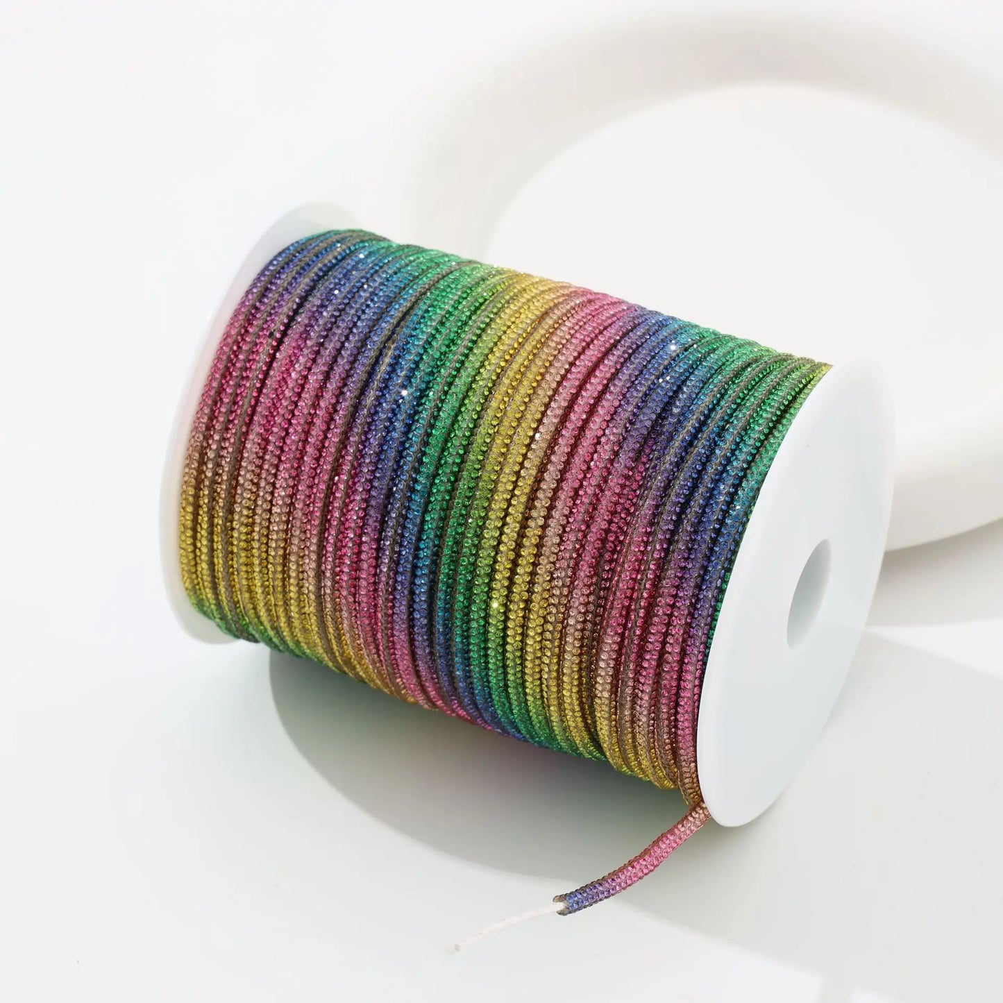 Corda in Cotone con Strass in Vetro 4 mm – 5 Metri Applicabile con Ferro o Cucitura per Abiti, Borse e Scarpe