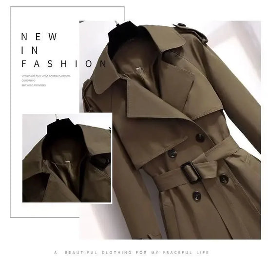 Cappotto lungo donna 2025 – giacca British style a lunghezza media con cintura, effetto snellente e versatilità quotidiana