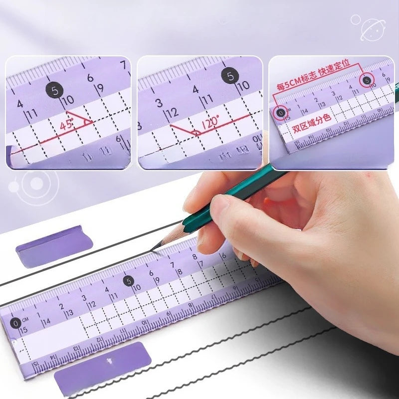 Ruler 8-piece Set Student-specific Compass Measuring Angle Ruler Triangle Ruler Ruler Full Set of Ruler Stationery Gift Package