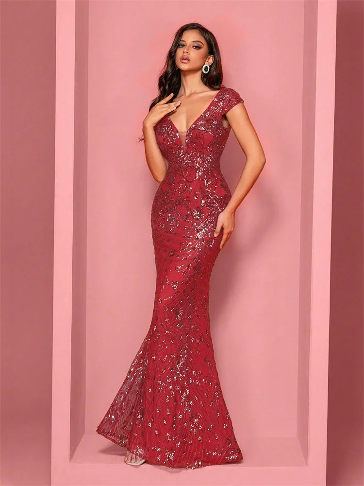 Abito Mylly Lungo Elegante – Dress Cerimonia con Paillettes per Damigelle e 18°