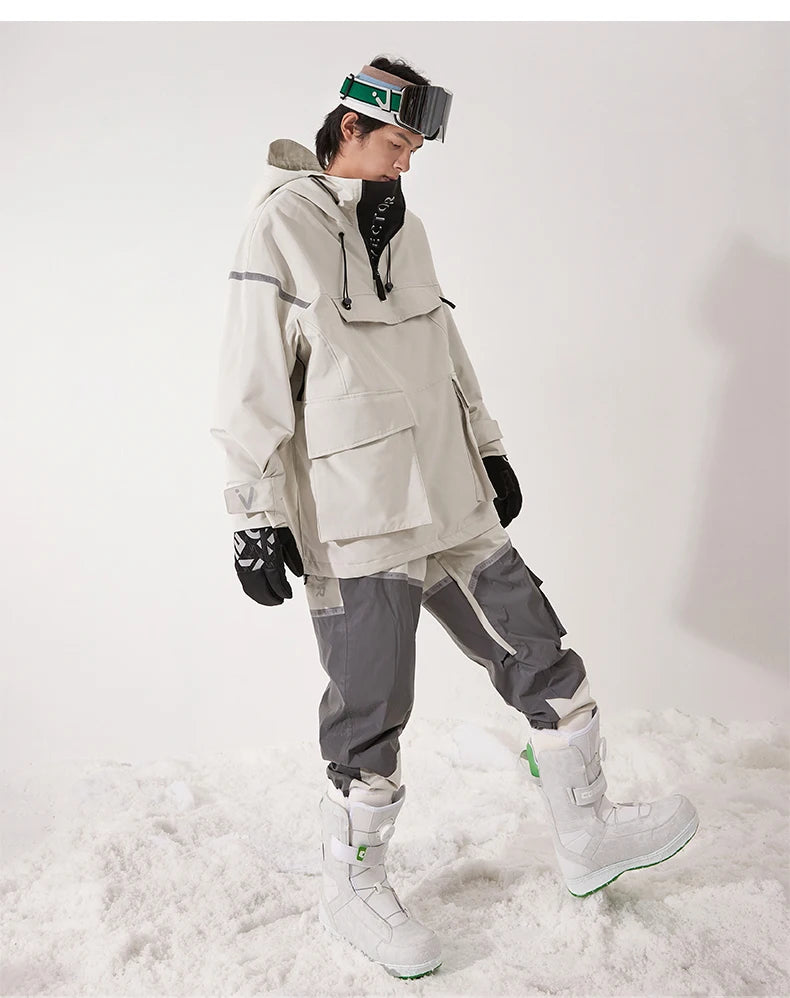 Tuta da sci unisex con cappuccio e dettagli riflettenti – giacca imbottita, impermeabile e termica per sport invernali