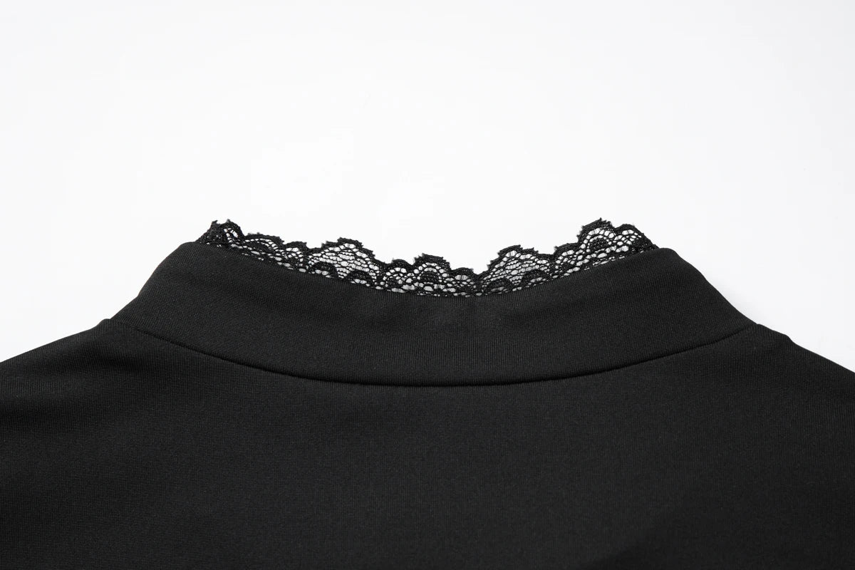 Dulzura O-Neck Short Sleeve Hollow Out Lace Ruffle Patchwork T-Shirt Women'S Solid Sexy Casual Y2K Top Party Club Street Clothes