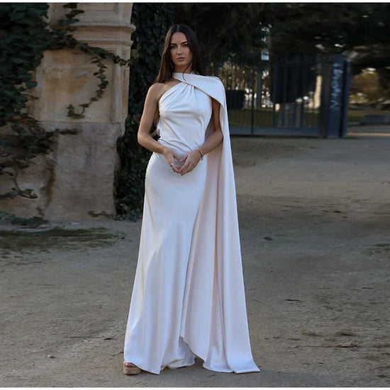Abito da sera in raso con fiocco per donna – abito elegante schiena scoperta