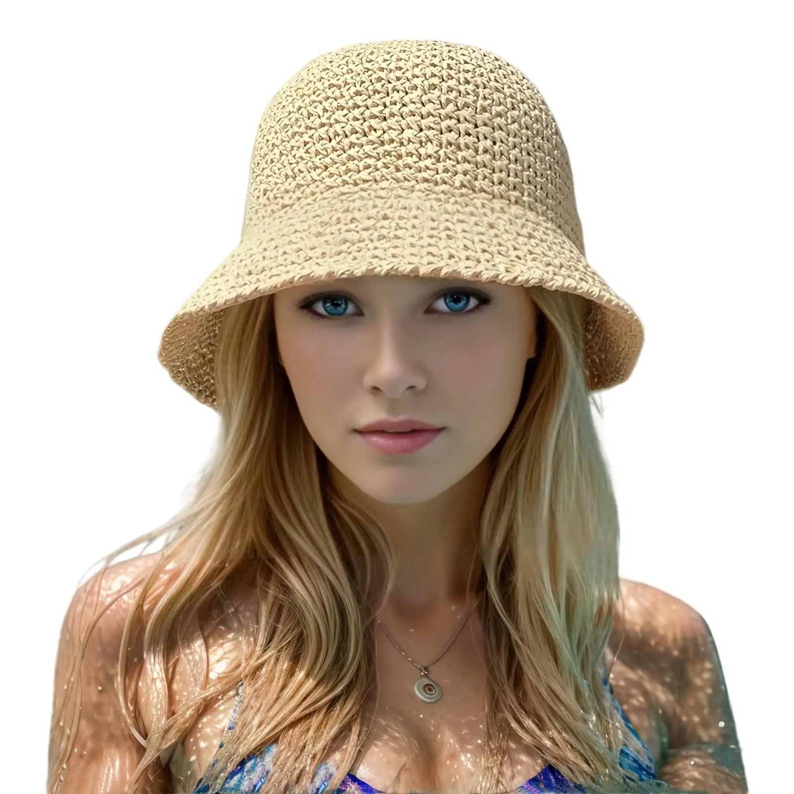 Cappello Estivo Donna in Paglia Khaki Beige o Rosa – Protezione UV e Stile Casual per la Spiaggia