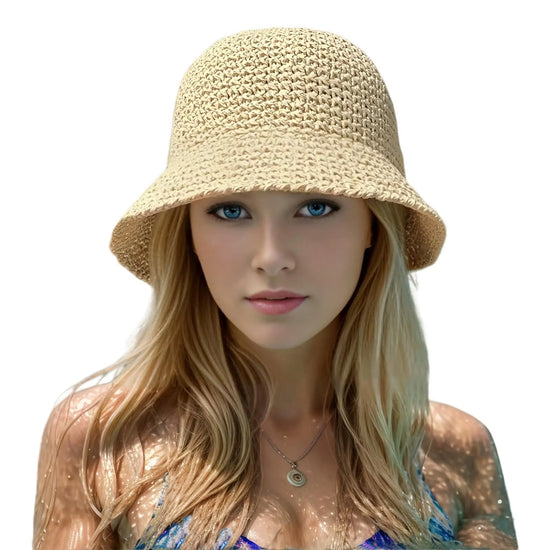 Cappello Estivo Donna in Paglia Khaki Beige o Rosa – Protezione UV e Stile Casual per la Spiaggia