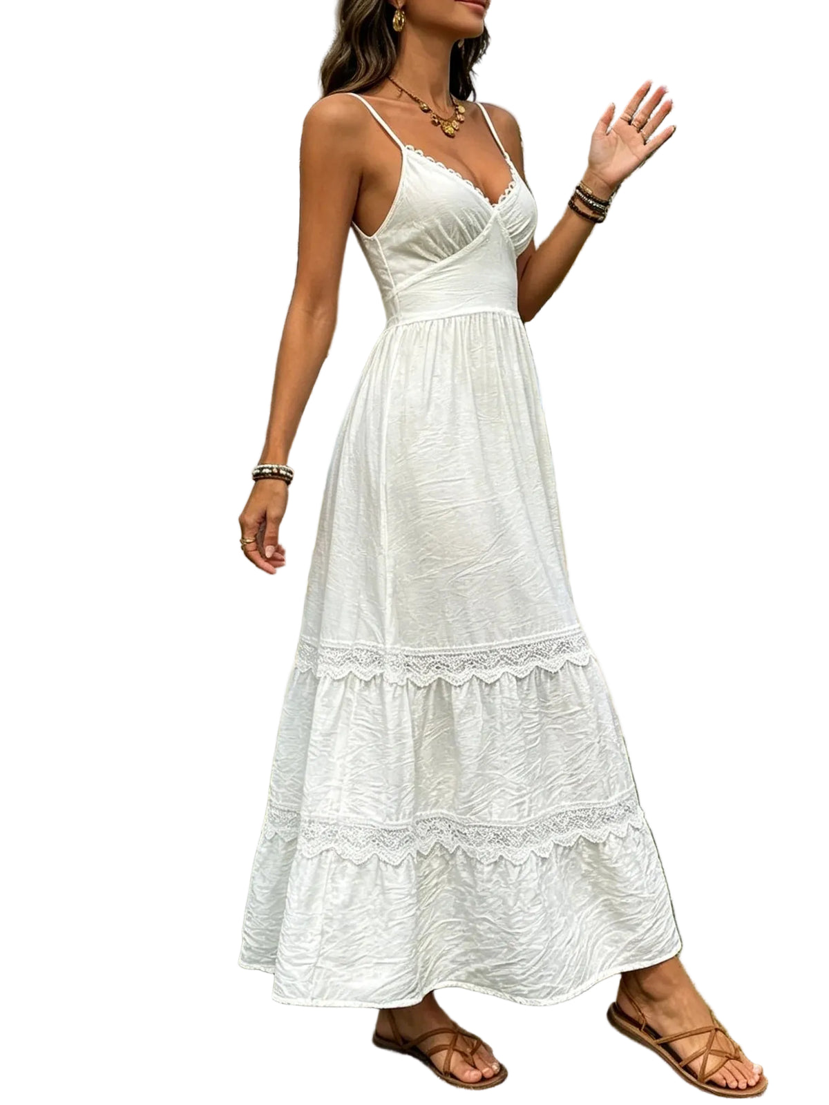 Abito Bianco Donna con Spalline Sottili – Vestito Estivo Romantico