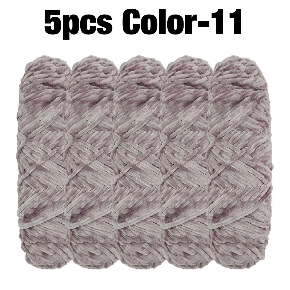 Set 5 rotoli filato ciniglia velluto 100 g – filo morbido e caldo per coperta, maglione, cuscini, DIY