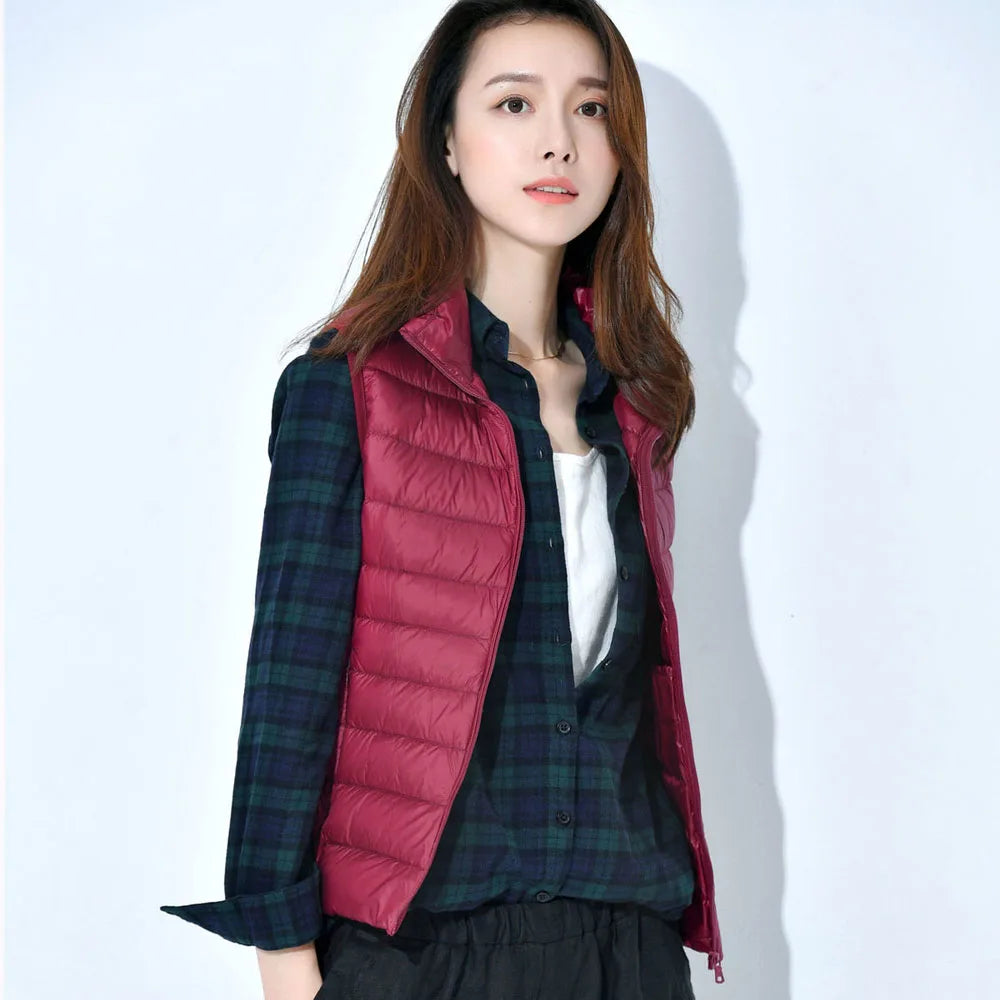 Gilet imbottito ultra-leggero da donna 2025 – smanicato oversize senza maniche, antivento e ripiegabile