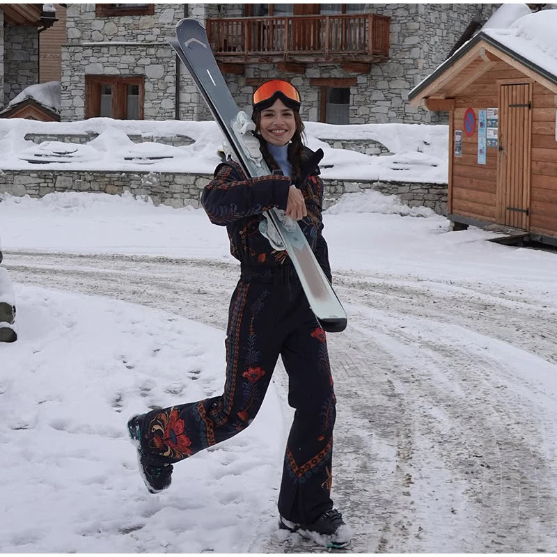 Tuta da neve donna con cappuccio, bianca o fantasia
