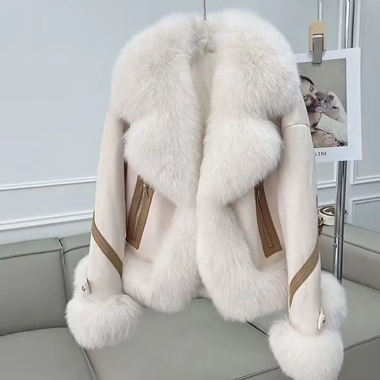Cappotto corto in pelliccia sintetica volpe 2025 – giacca imbottita effetto fox fur, caldo e alla moda