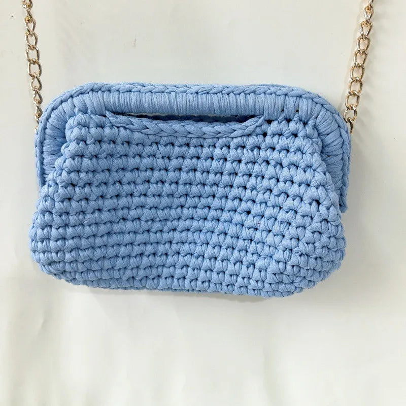 Borsa Clutch Donna Intrecciata a Spalla in Stile Crochet – Bag Elegante Fatta a Mano