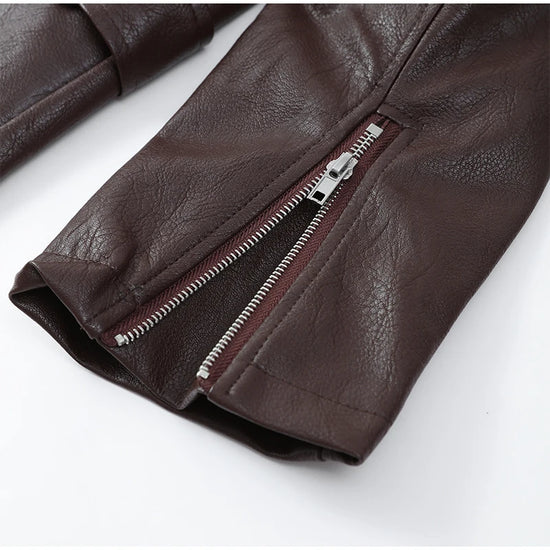 Giacca bomber donna marrone vintage con collo a rever, cintura e zip ‒ outerwear street chic autunno/inverno 2025